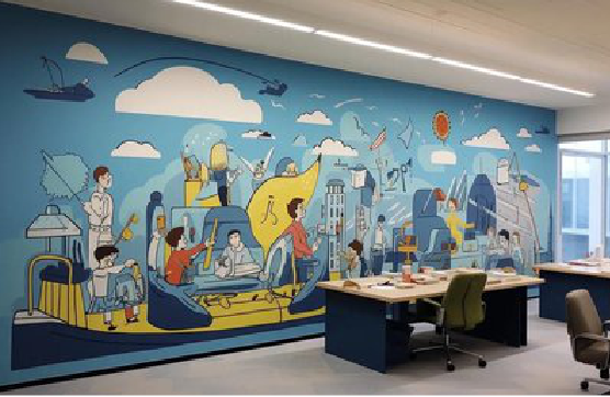 兴国办公室墙绘的特点。